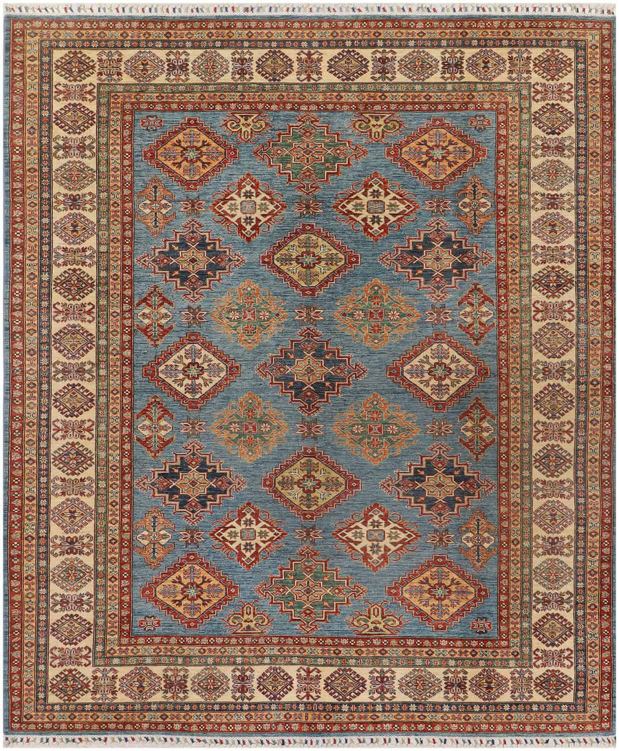 Steel Blue Super Kazak Rug, 316 × 256 cm, overall view.