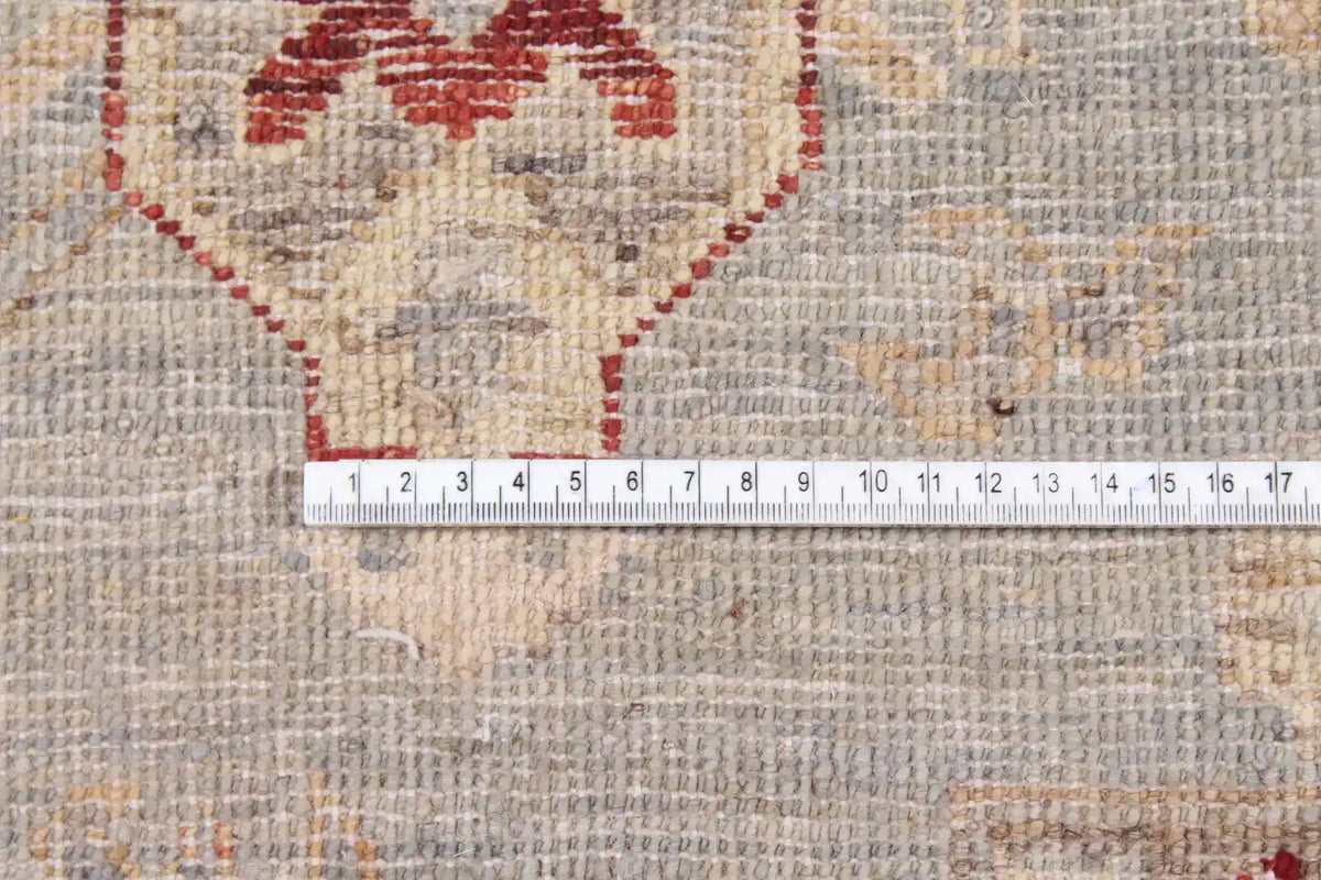 Rust Brown Afghan Rug with Blue Floral Border, 338 × 241 cm, view 4.