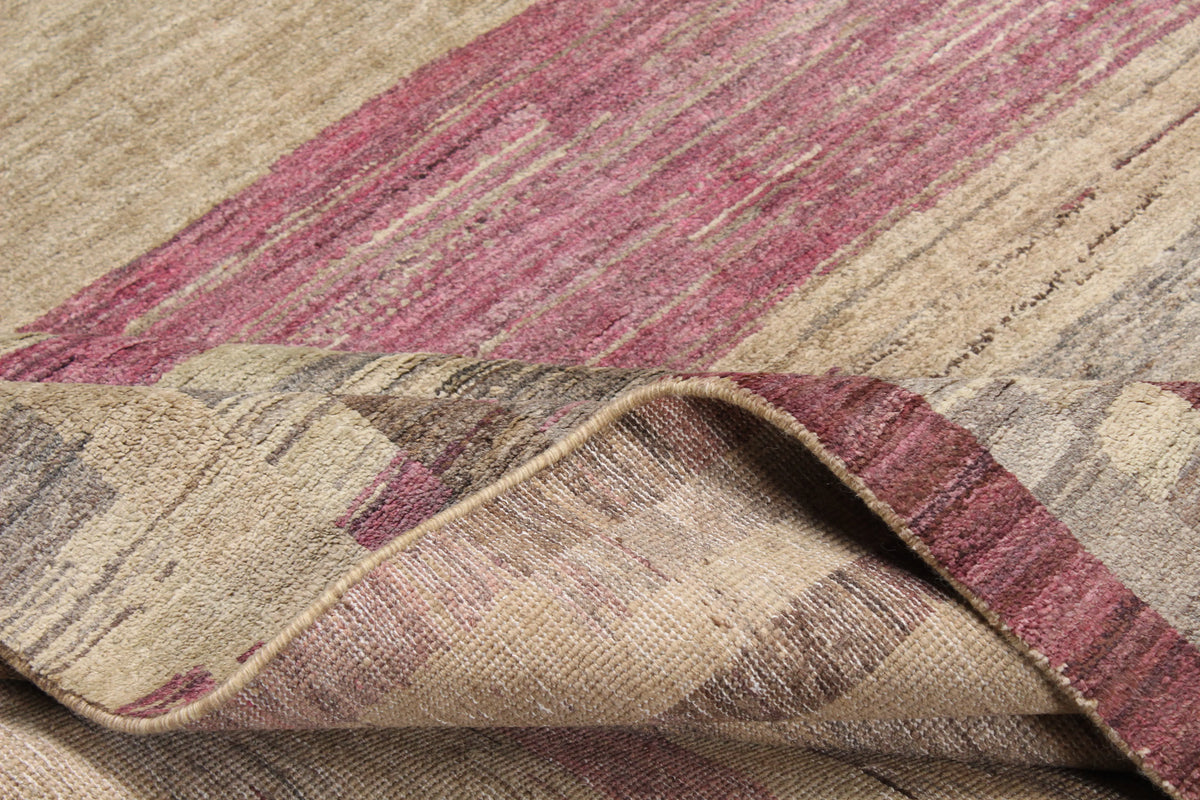Afghan Rug with Pink & Beige Stripes, 306 × 237 cm, view 7.