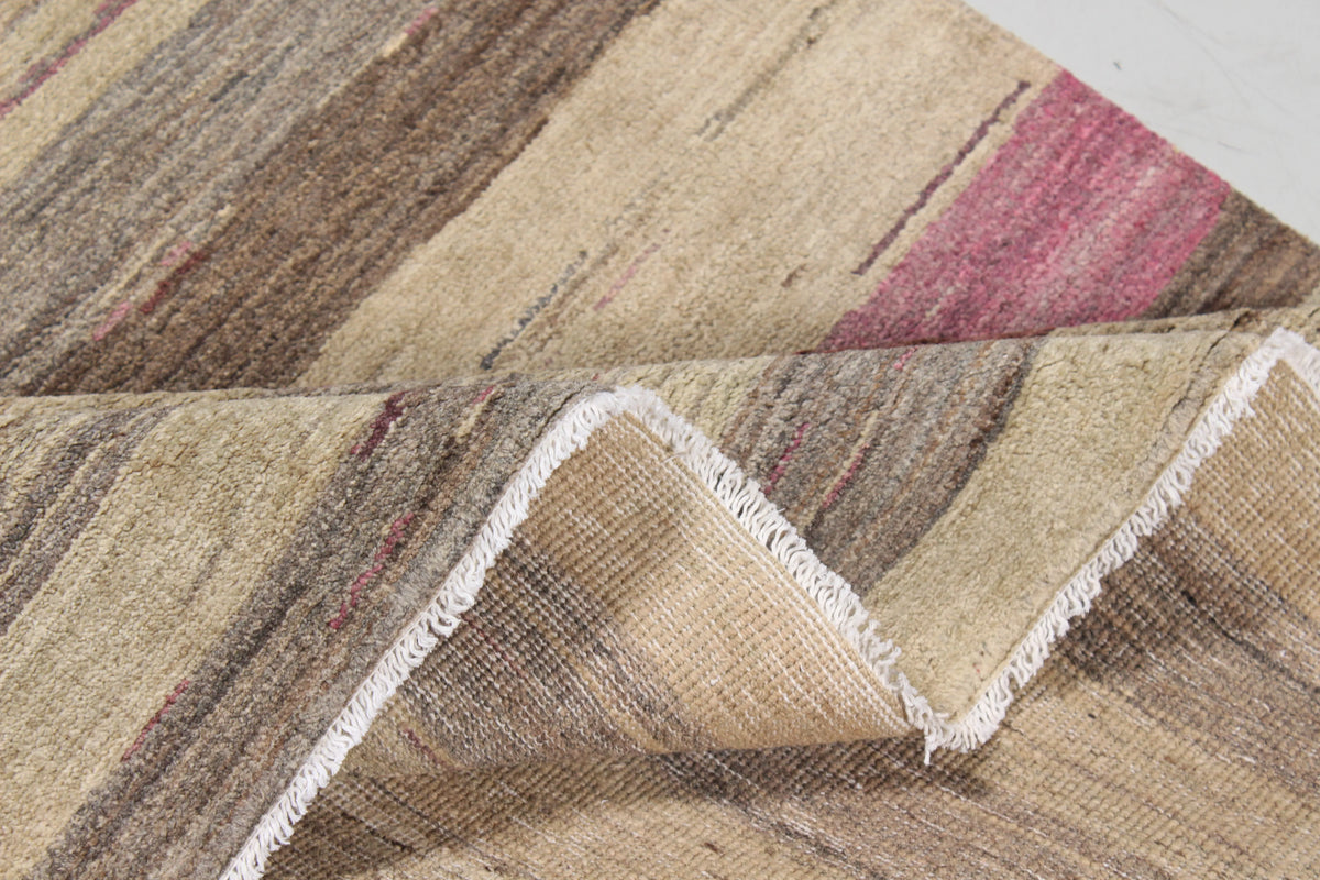 Afghan Rug with Pink & Beige Stripes, 306 × 237 cm, view 8.