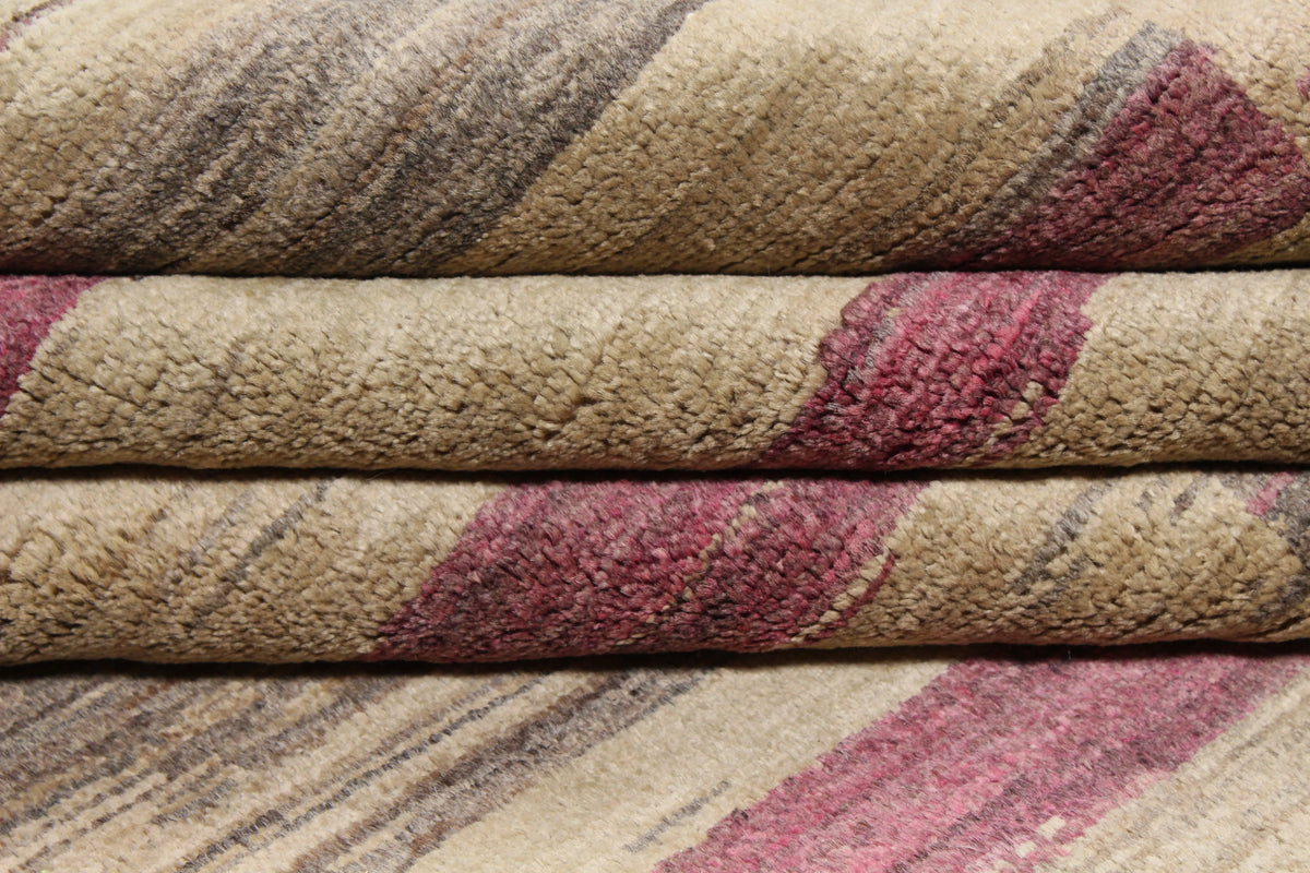 Afghan Rug with Pink & Beige Stripes, 306 × 237 cm, view 9.