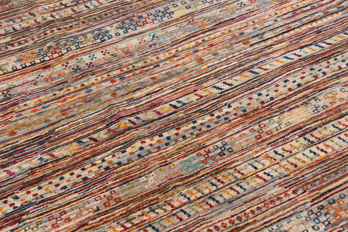 Berjasta Rug with Fine Multicolor Rows, 391 × 303 cm, view 5.