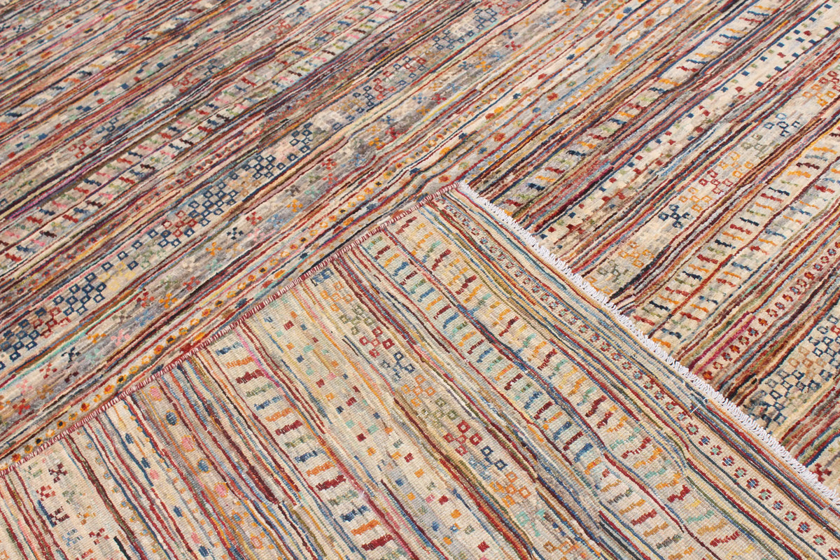 Berjasta Rug with Fine Multicolor Rows, 391 × 303 cm, view 6.