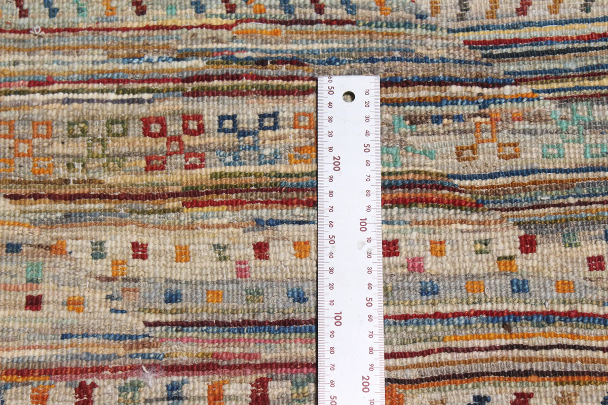 Berjasta Rug with Fine Multicolor Rows, 391 × 303 cm, view 8.