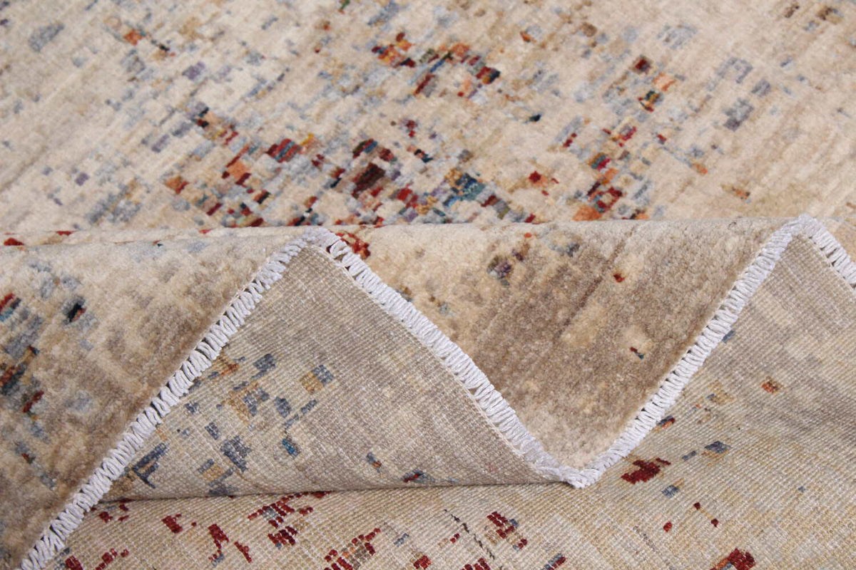 Beige & Red Abstract Afghan Rug, 389 × 299 cm, view 2.