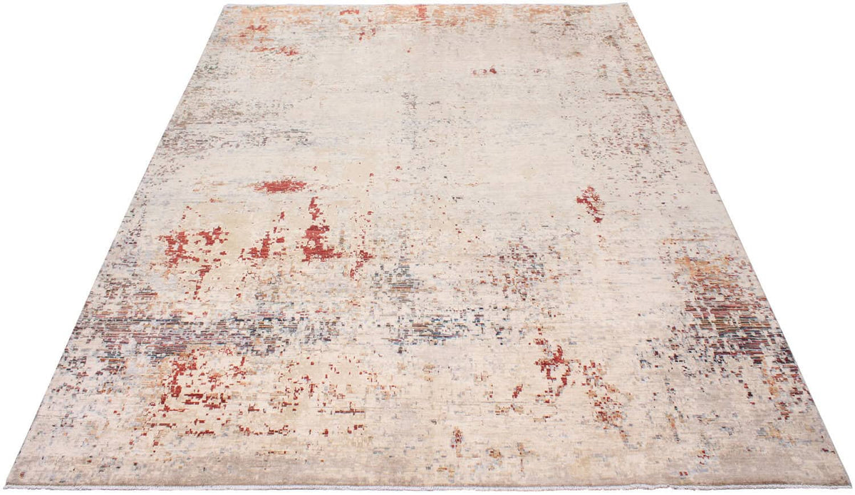 Beige & Red Abstract Afghan Rug, 389 × 299 cm, view 11.