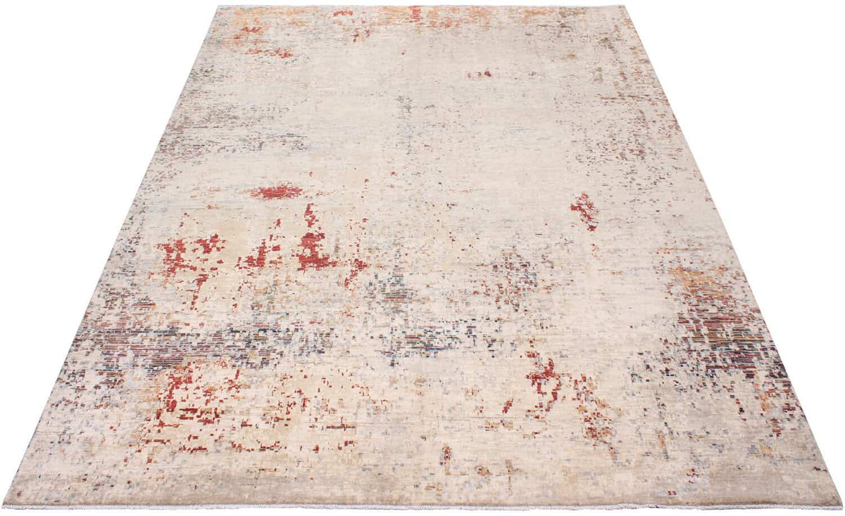 Beige & Red Abstract Afghan Rug, 389 × 299 cm, view 10.