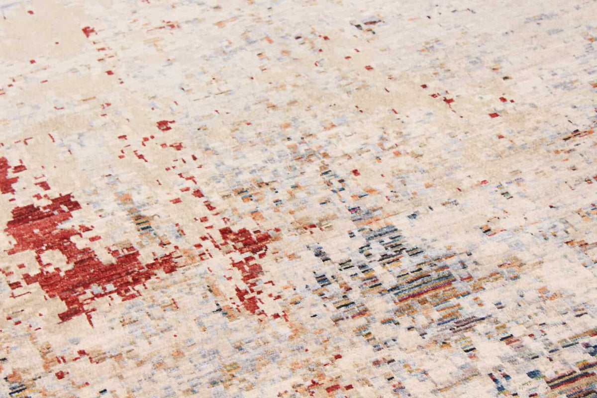 Beige & Red Abstract Afghan Rug, 389 × 299 cm, view 9.