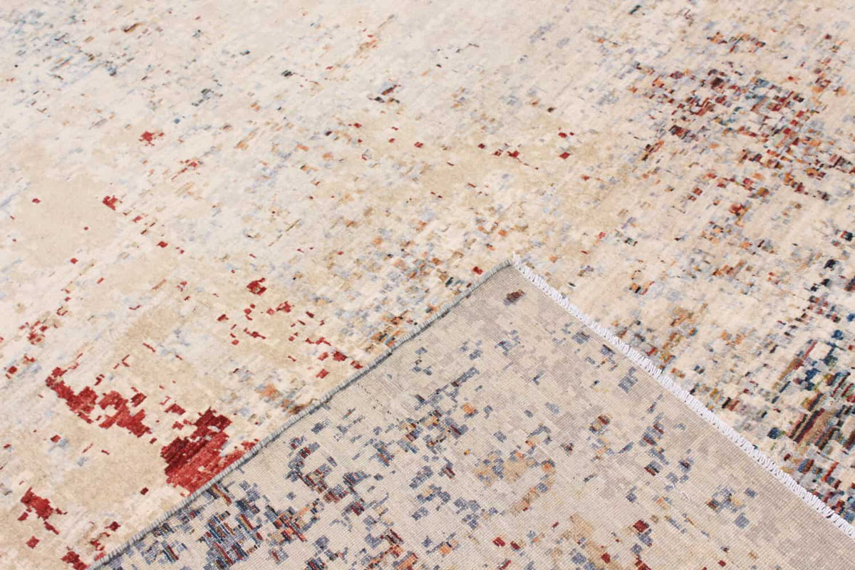 Beige & Red Abstract Afghan Rug, 389 × 299 cm, view 4.