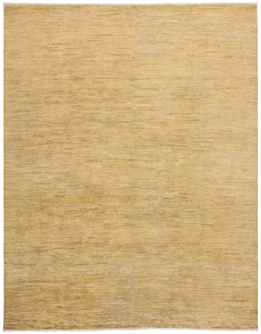 Golden Beige Wool Rug with a Quiet Field, 300 × 235 cm, overall view.
