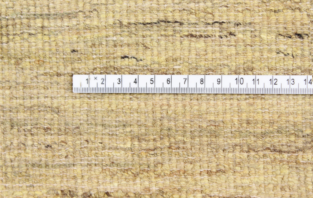Golden Beige Wool Rug with a Quiet Field, 300 × 235 cm, view 6.