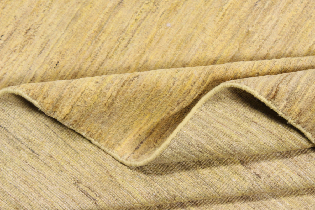 Golden Beige Wool Rug with a Quiet Field, 300 × 235 cm, view 7.
