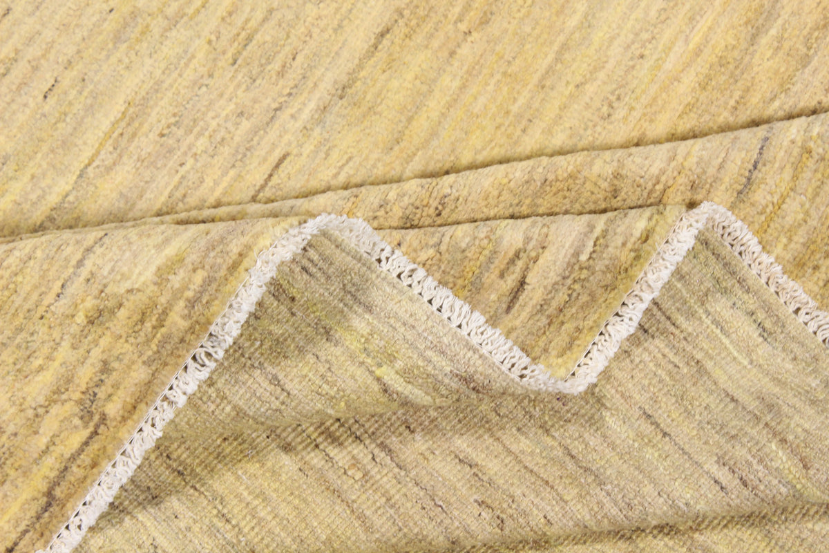 Golden Beige Wool Rug with a Quiet Field, 300 × 235 cm, view 8.