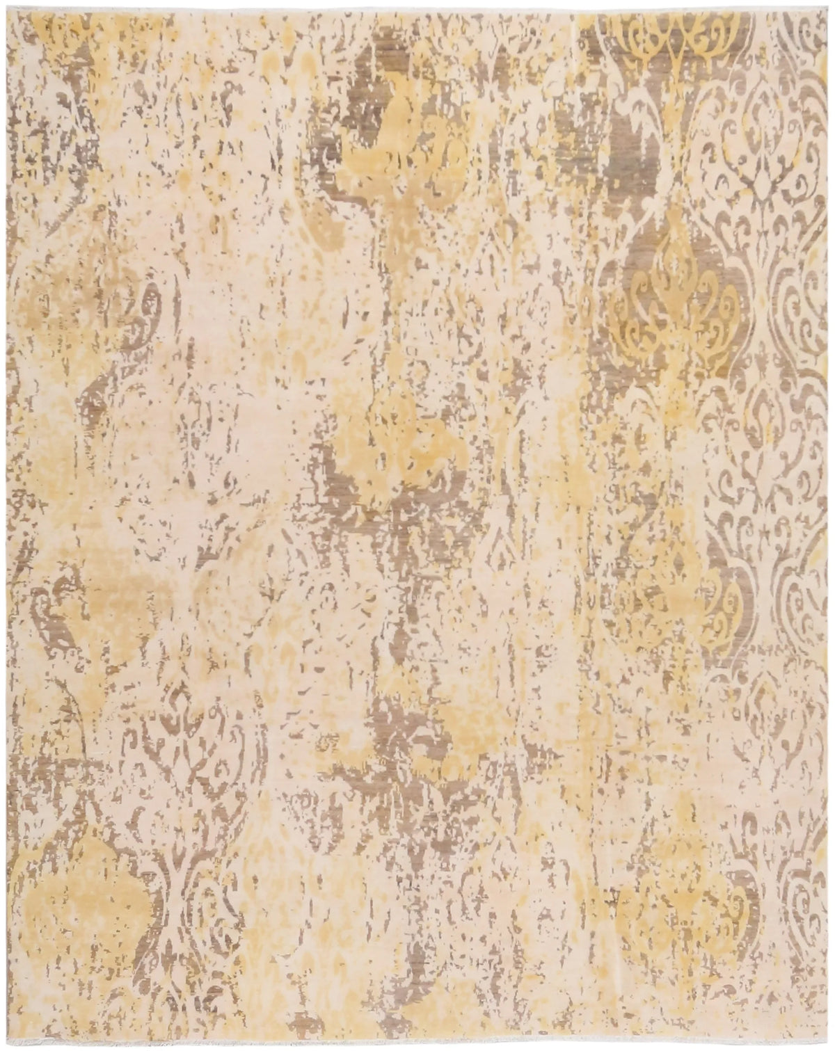 Golden Beige Afghan Rug with Abstract Flowers, 300 × 241 cm, view 2.