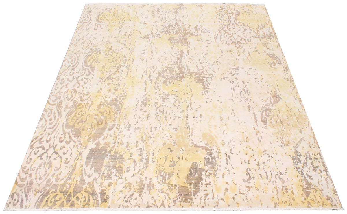 Golden Beige Afghan Rug with Abstract Flowers, 300 × 241 cm, view 3.
