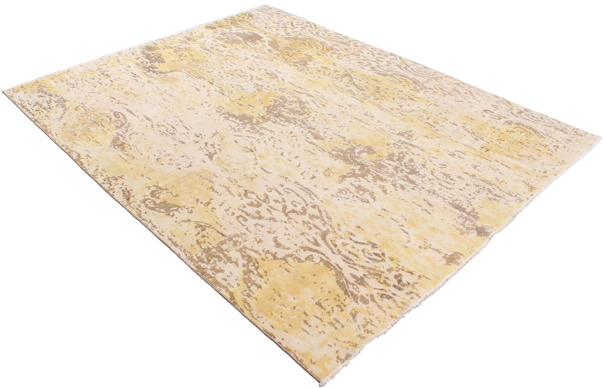 Golden Beige Afghan Rug with Abstract Flowers, 300 × 241 cm, view 4.
