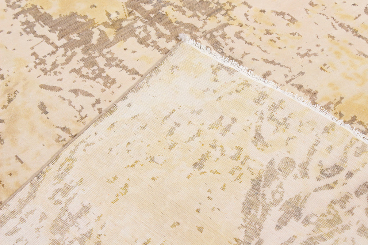 Golden Beige Afghan Rug with Abstract Flowers, 300 × 241 cm, view 6.