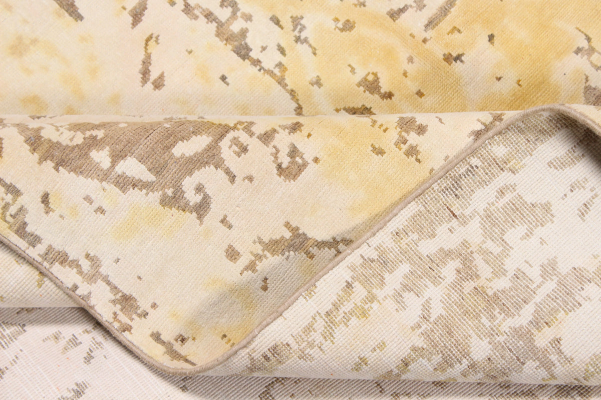 Golden Beige Afghan Rug with Abstract Flowers, 300 × 241 cm, view 8.