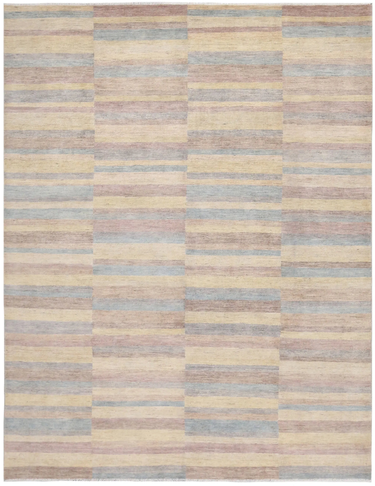 Gabbeh Rug with Pastel Stripes, 307 × 236 cm, overall view.