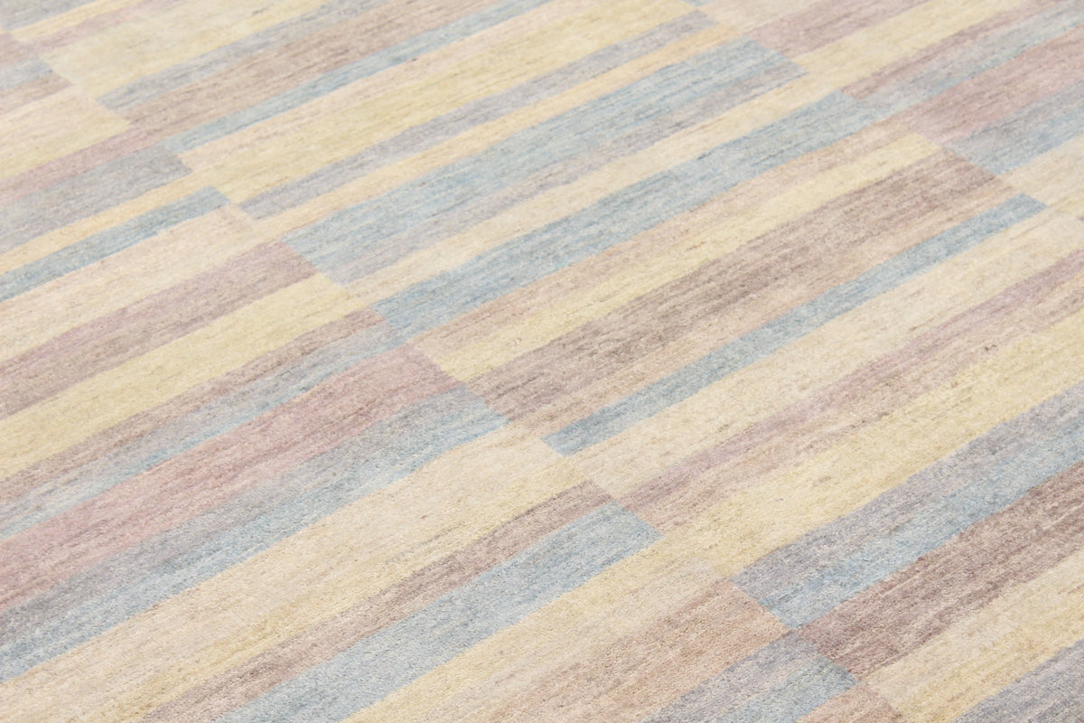 Gabbeh Rug with Pastel Stripes, 307 × 236 cm, view 4.