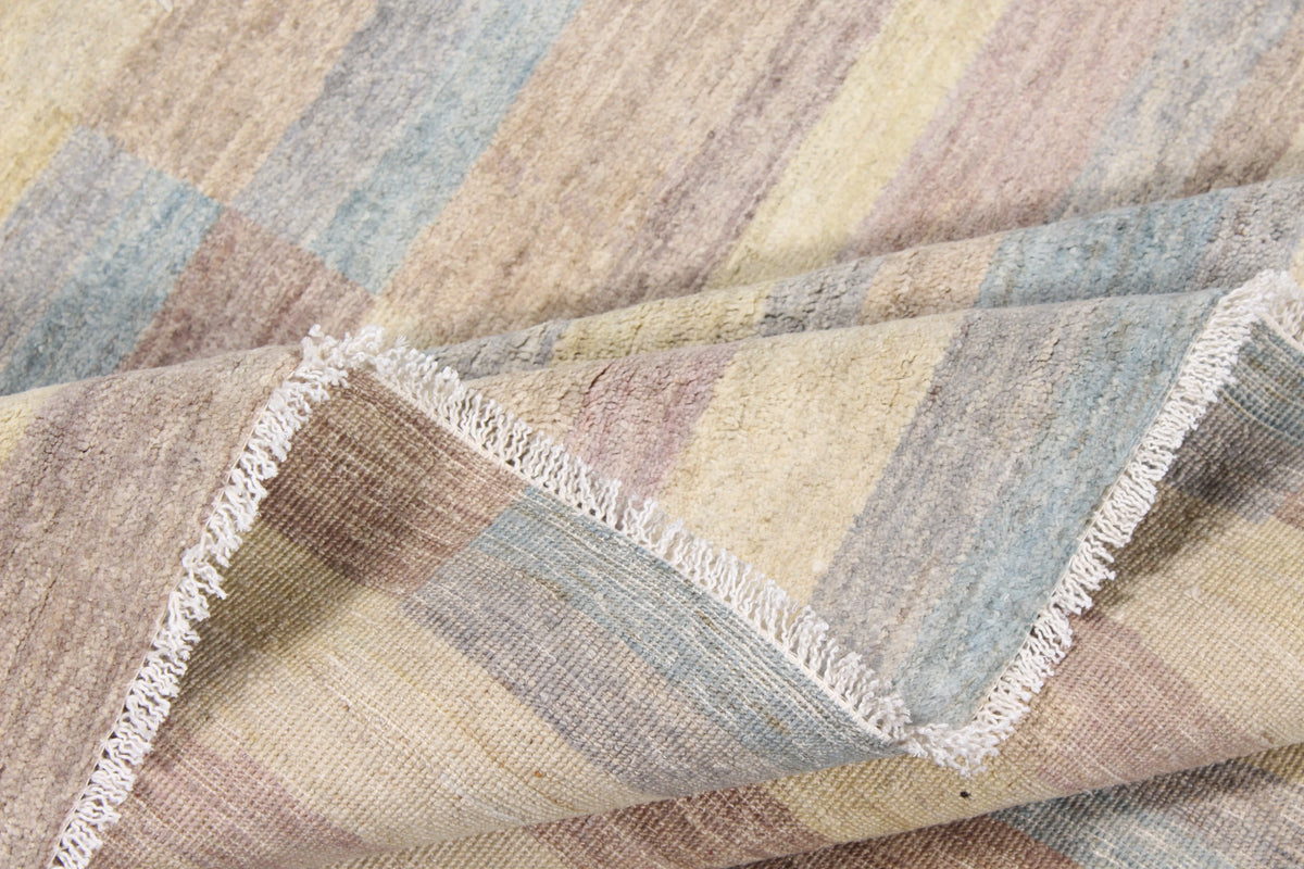 Gabbeh Rug with Pastel Stripes, 307 × 236 cm, view 8.