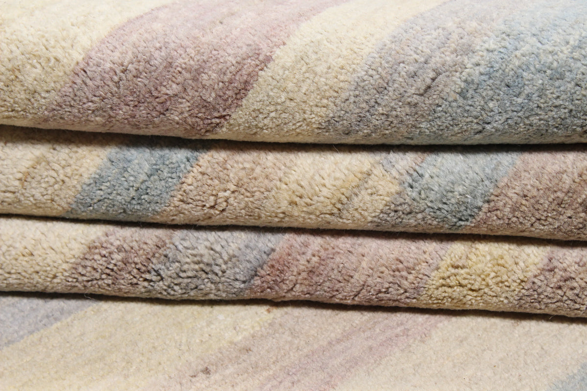 Gabbeh Rug with Pastel Stripes, 307 × 236 cm, view 9.