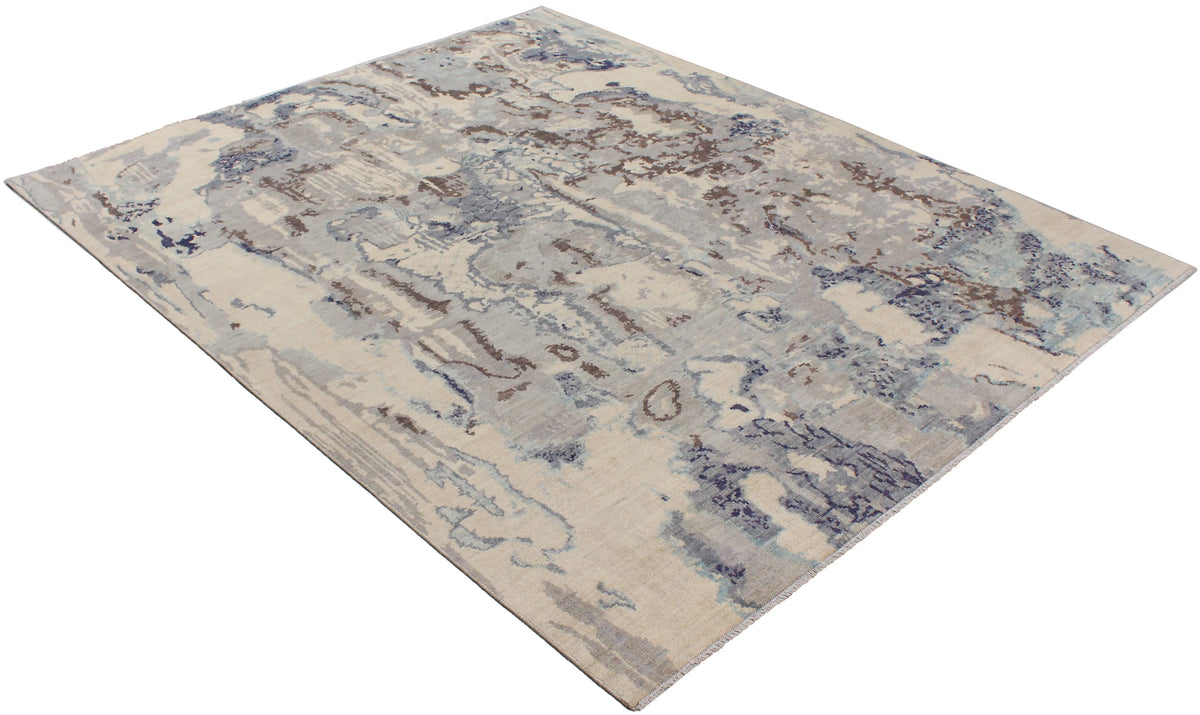 Gray & Cream Abstract Afghan Rug, 287 × 236 cm, view 3.