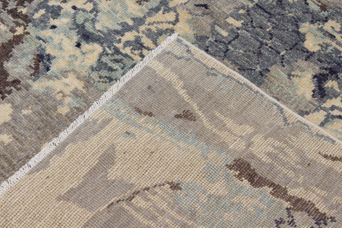 Gray & Cream Abstract Afghan Rug, 287 × 236 cm, view 5.
