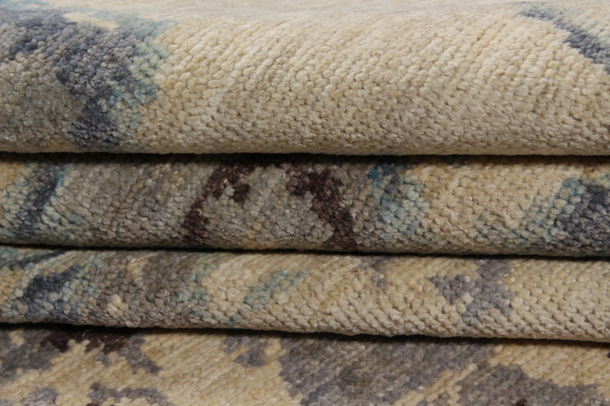 Gray & Cream Abstract Afghan Rug, 287 × 236 cm, view 9.