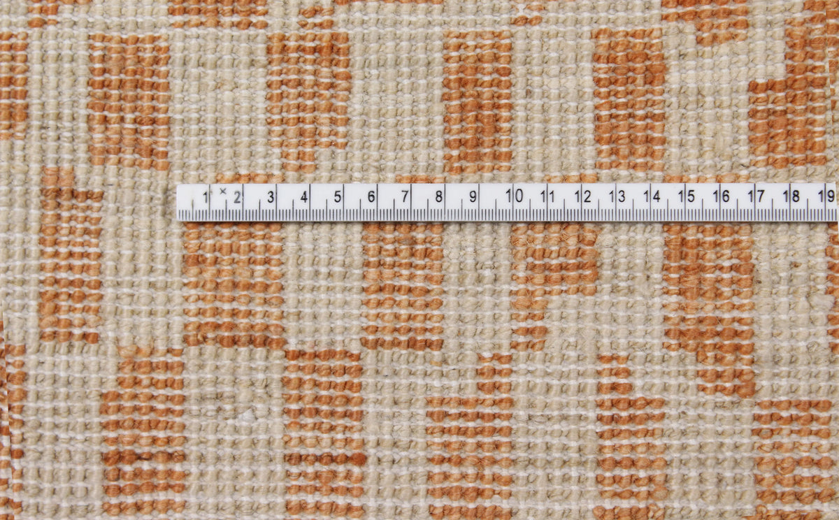Orange & Beige Afghan Rug with Checks, 298 × 237 cm, view 6.