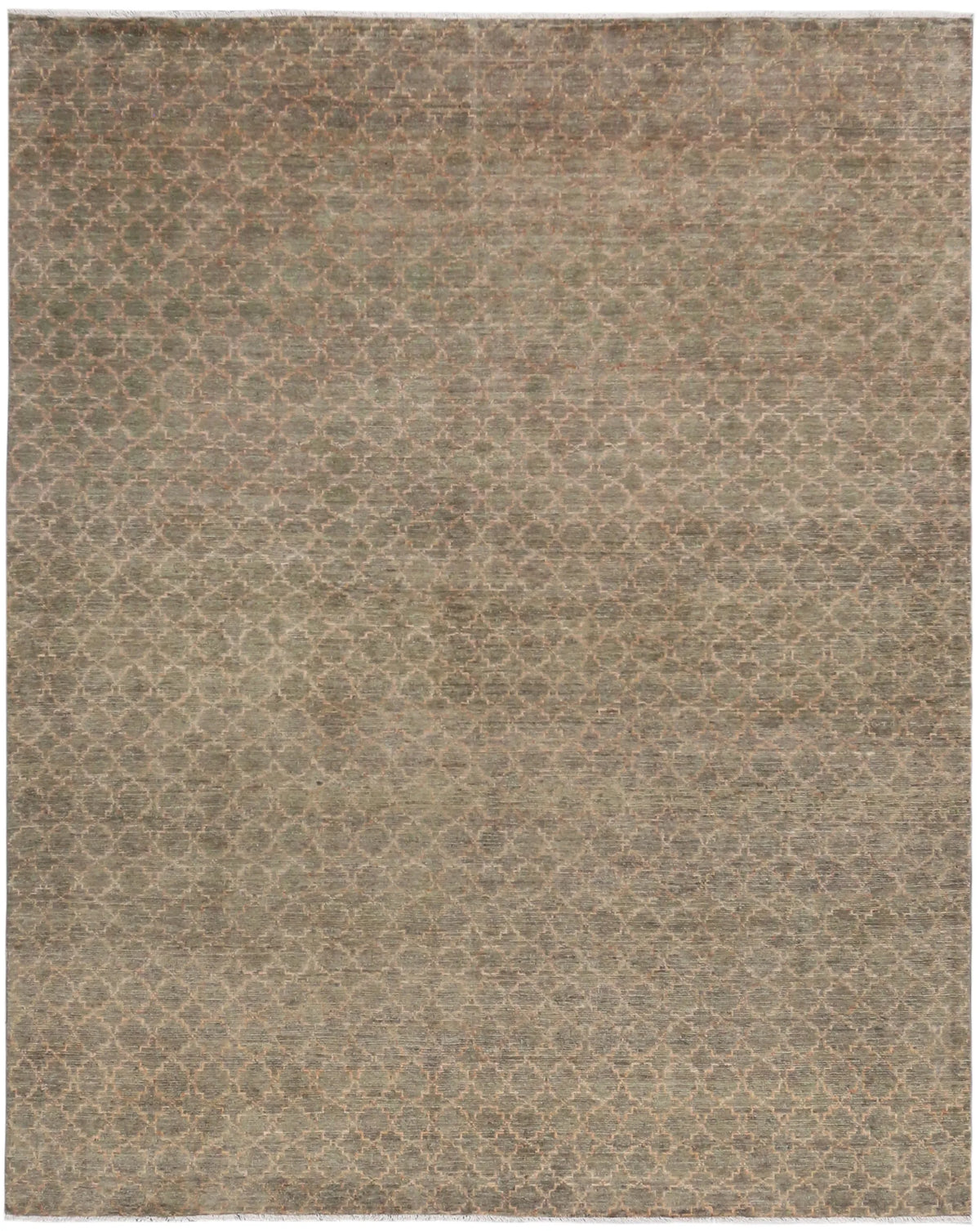 Taupe Afghan Rug with Fine Honeycomb Pattern, 293 × 242 cm, overall view.
