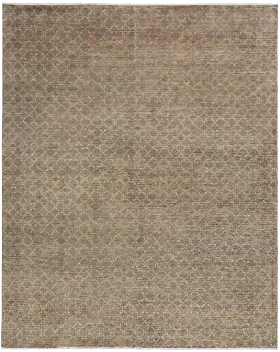 Taupe Afghan Rug with Fine Honeycomb Pattern, 293 × 242 cm, overall view.