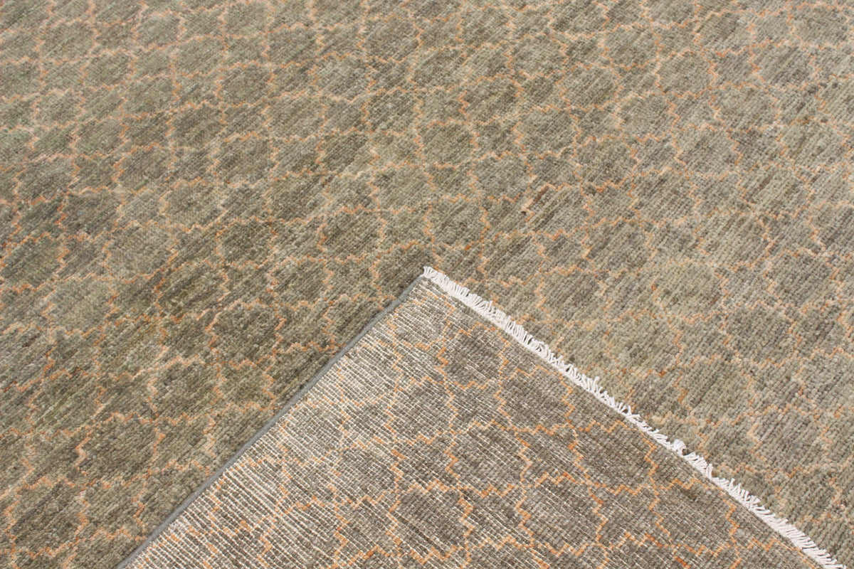 Taupe Afghan Rug with Fine Honeycomb Pattern, 293 × 242 cm, view 5.