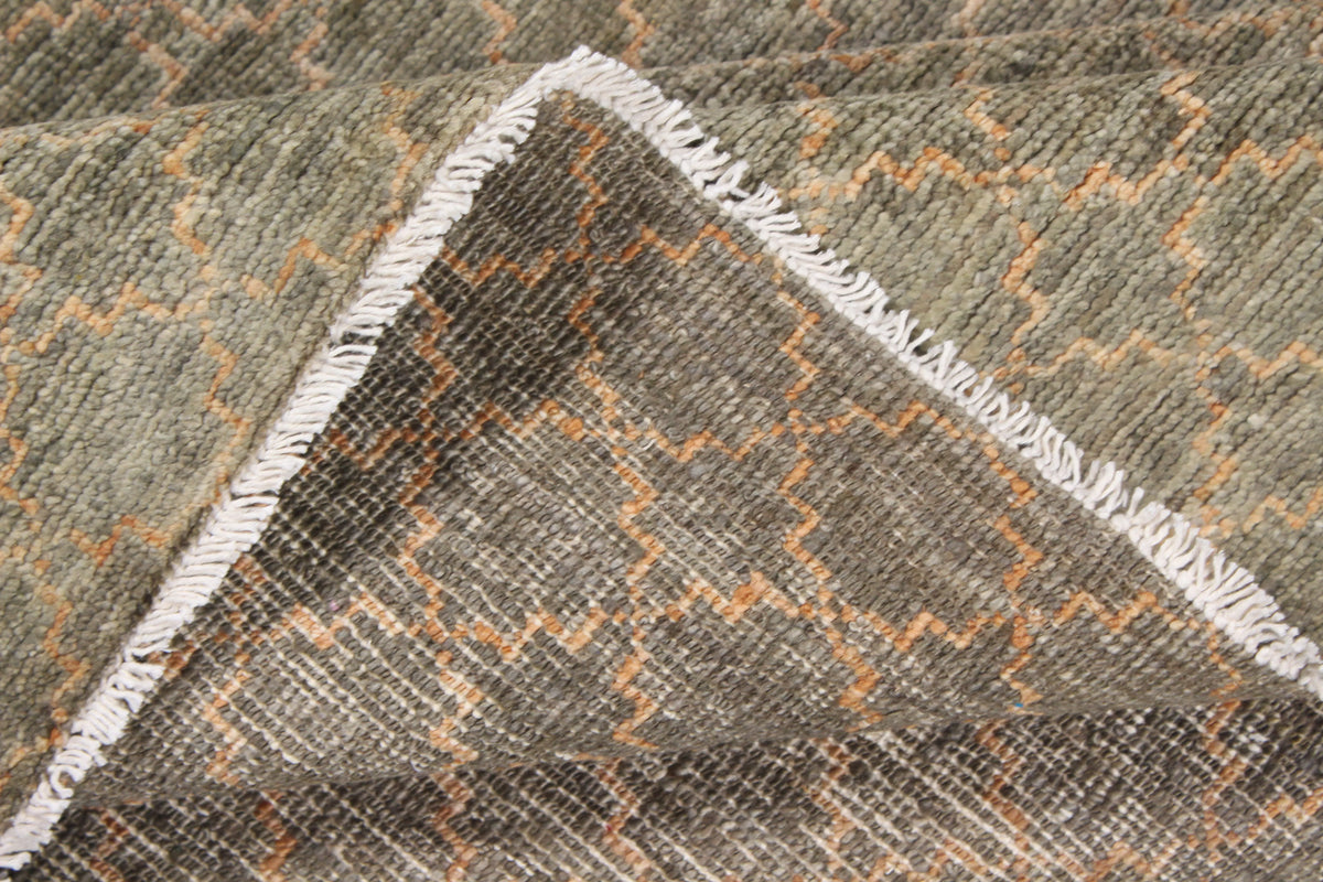 Taupe Afghan Rug with Fine Honeycomb Pattern, 293 × 242 cm, view 8.