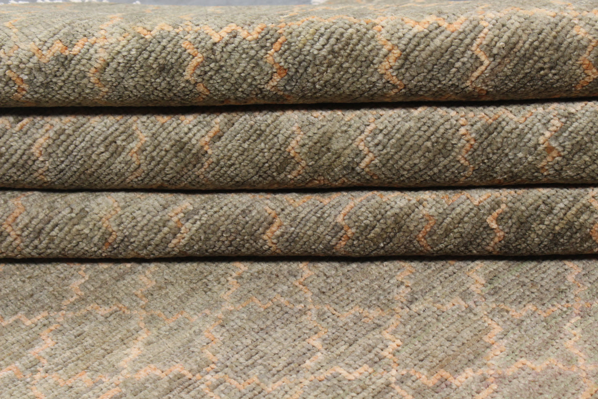 Taupe Afghan Rug with Fine Honeycomb Pattern, 293 × 242 cm, view 9.