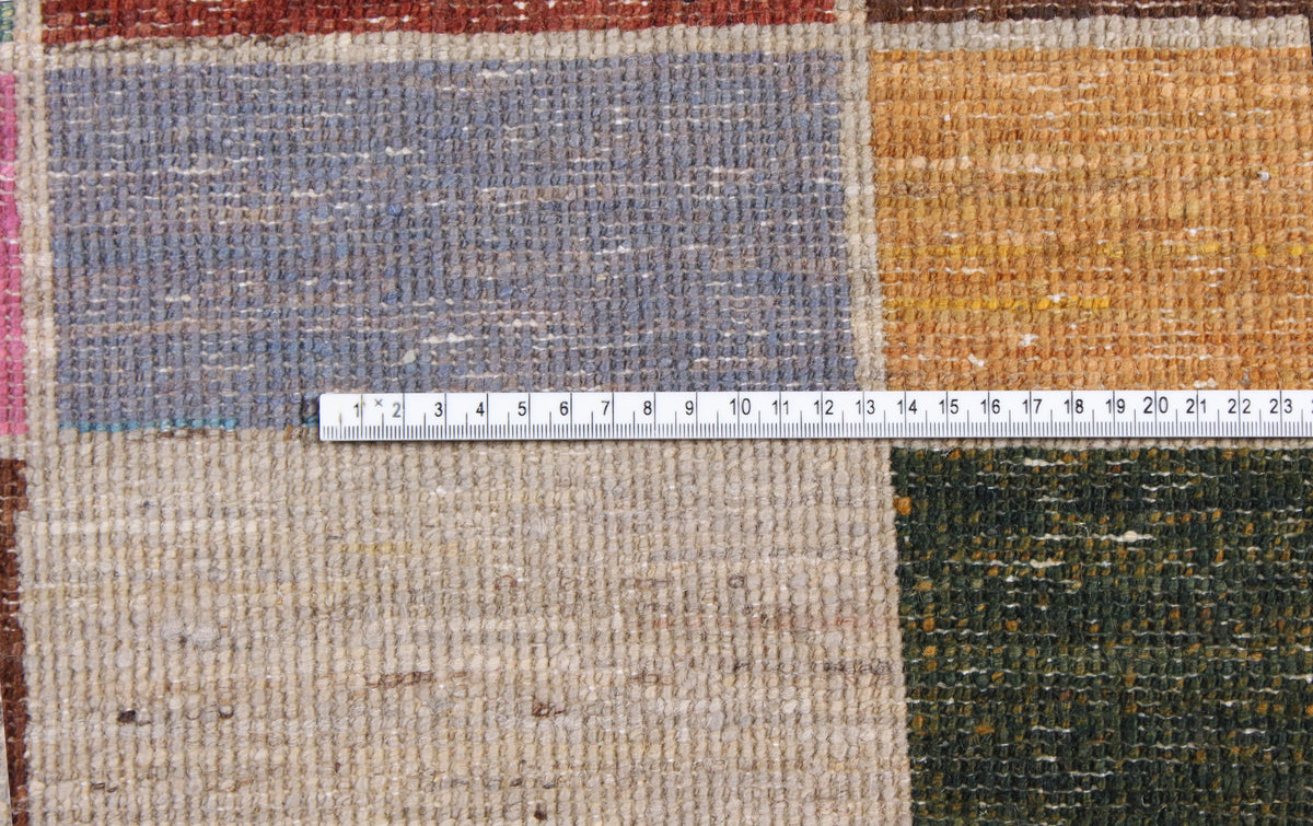 Multicolor Afghan Rug with Checkerboard Pattern, 296 × 236 cm, view 6.