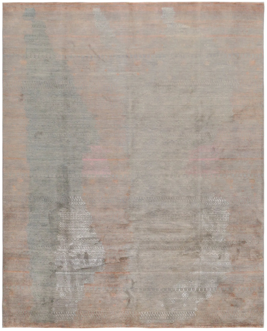 Light Afghan Rug with Abstract Patterning, 302 × 239 cm, overall view.