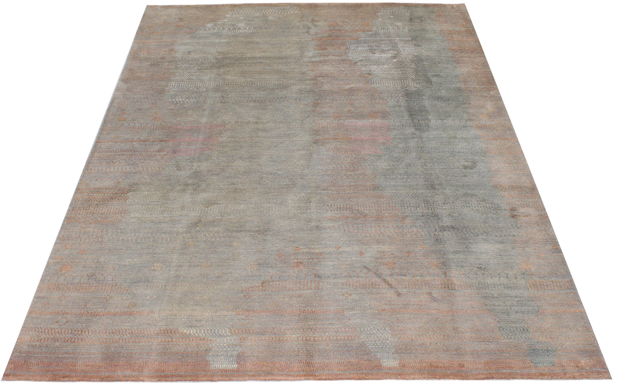 Light Afghan Rug with Abstract Patterning, 302 × 239 cm, view 2.
