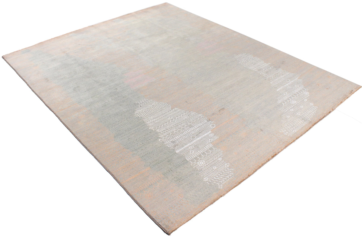 Light Afghan Rug with Abstract Patterning, 302 × 239 cm, view 3.