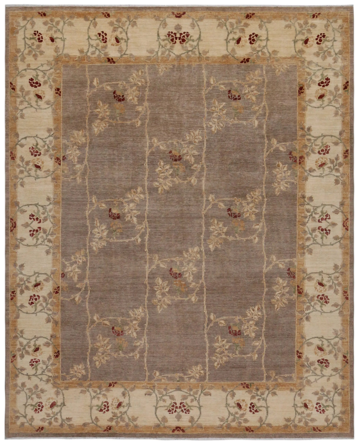 Taupe Ziegler Rug with a Light Border, 304 × 247 cm, overall view.