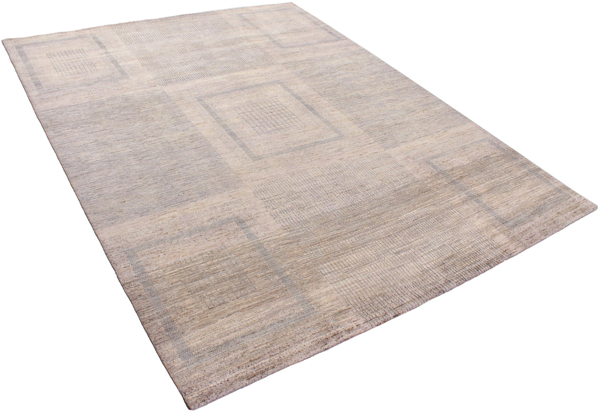 Greige Afghan Rug with Square Motifs, 310 × 239 cm, view 3.