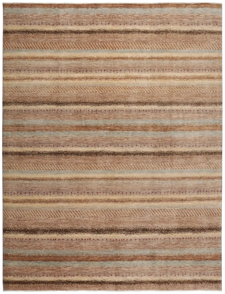 Berjasta Rug with Natural-Tone Pattern Bands, 414 × 306 cm, overall view.