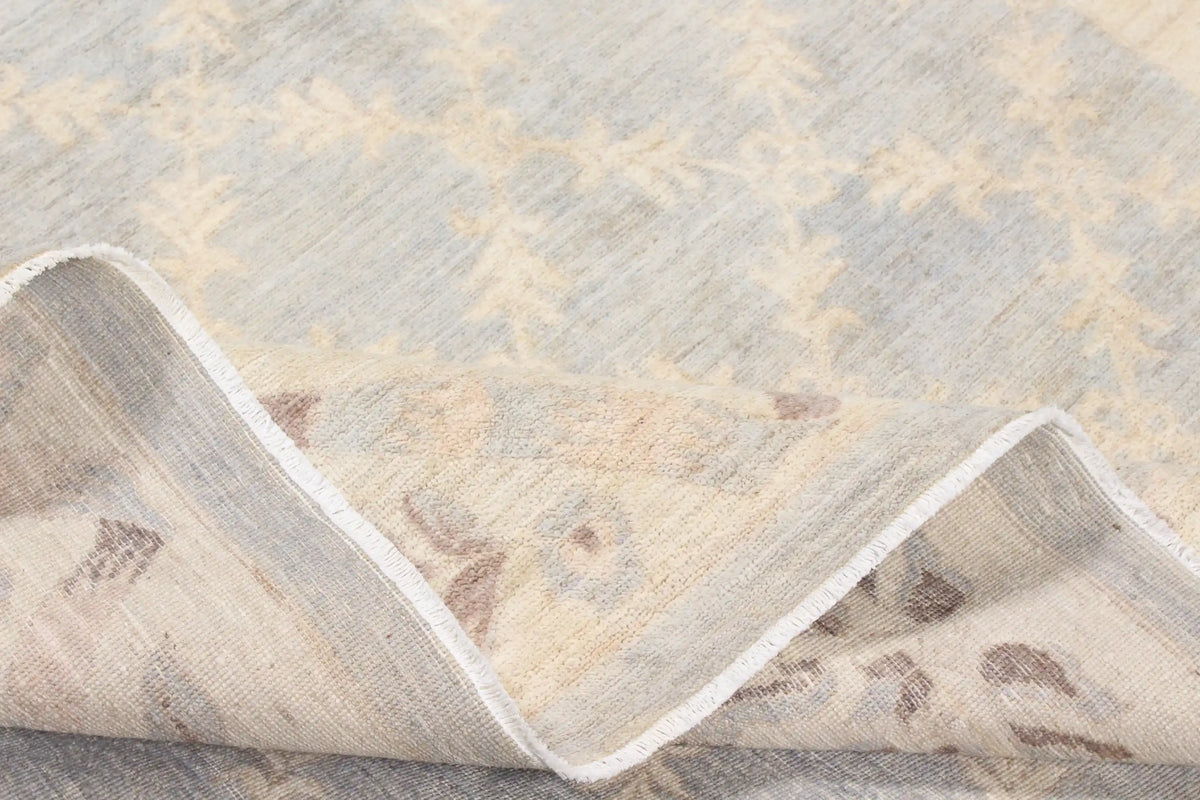 Light Blue Ziegler Rug with Diamond Lattice, 317 × 296 cm, view 5.