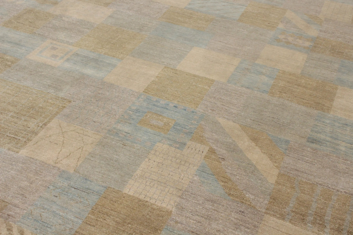 Large Afghan Rug with Pastel Block Pattern, 434 × 300 cm, view 4.