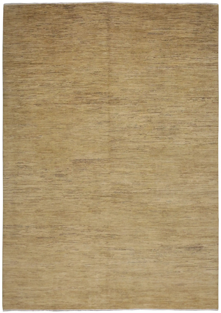 Large Golden Beige Afghan Wool Rug, 428 × 305 cm, overall view.