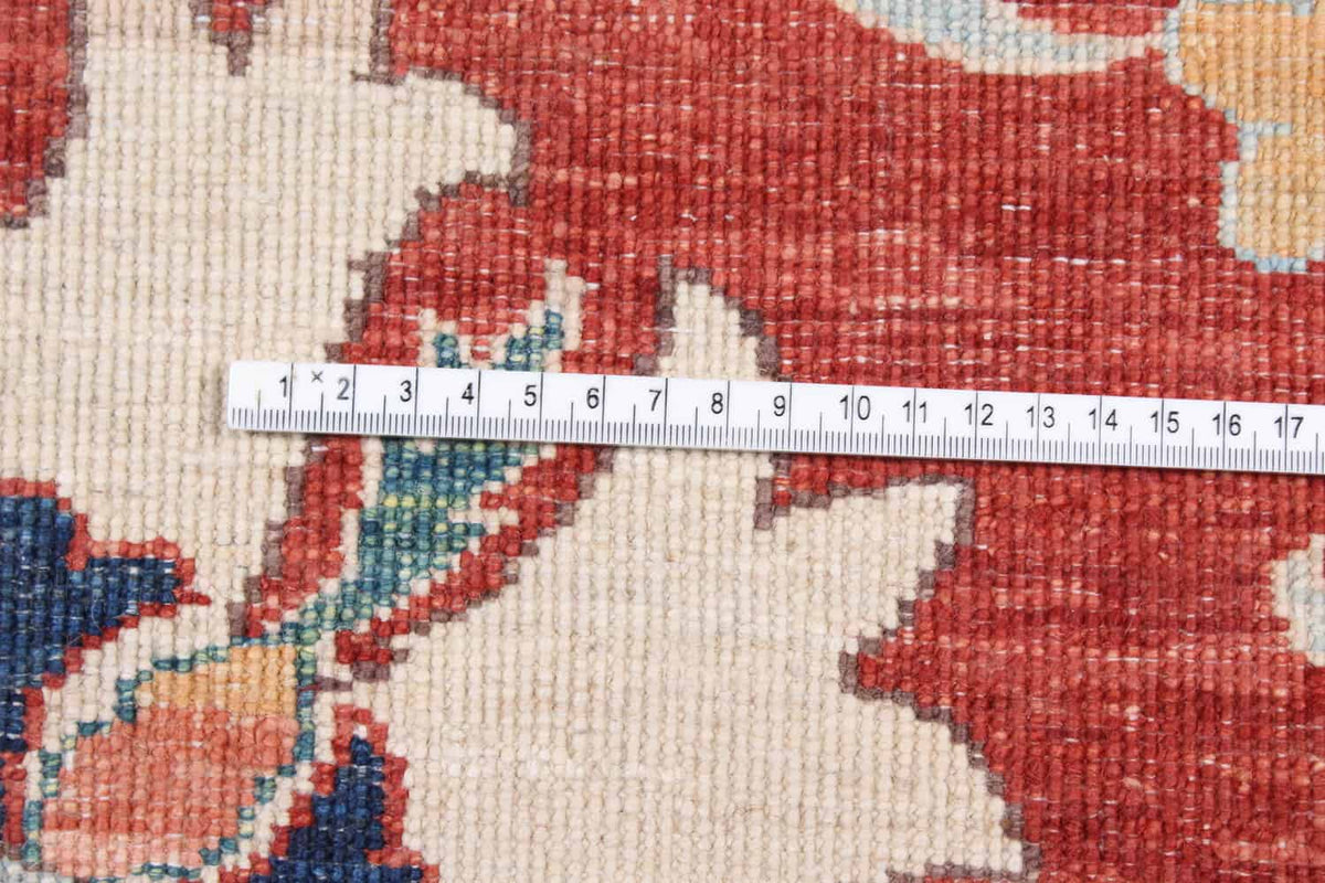 Red Suzani Wool Rug with Floral Medallion, 318 × 264 cm, view 5.