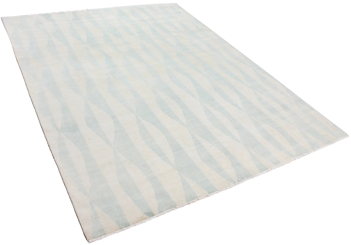 Light Blue Afghan Rug with Elongated Diamonds, 302 × 232 cm, view 3.