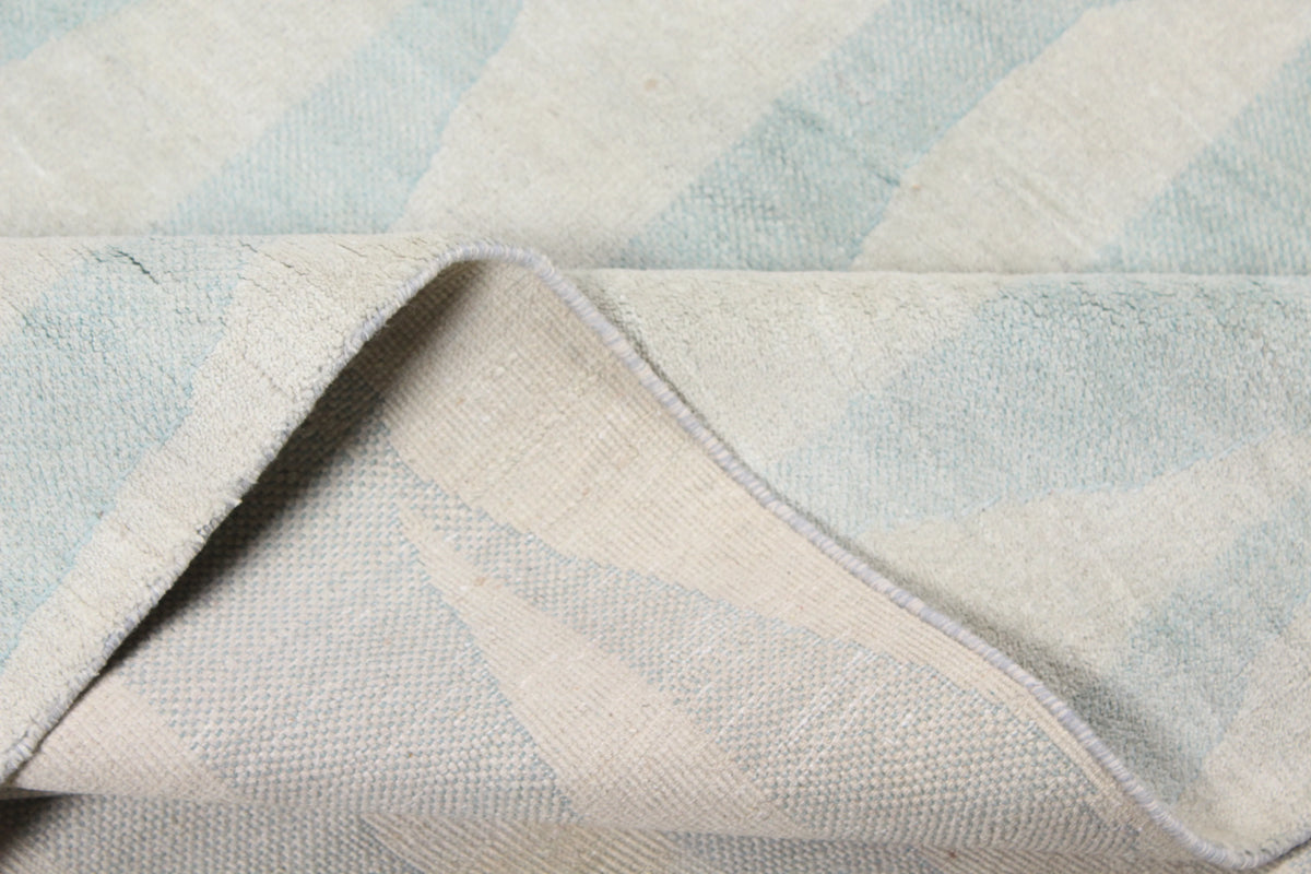 Light Blue Afghan Rug with Elongated Diamonds, 302 × 232 cm, view 6.