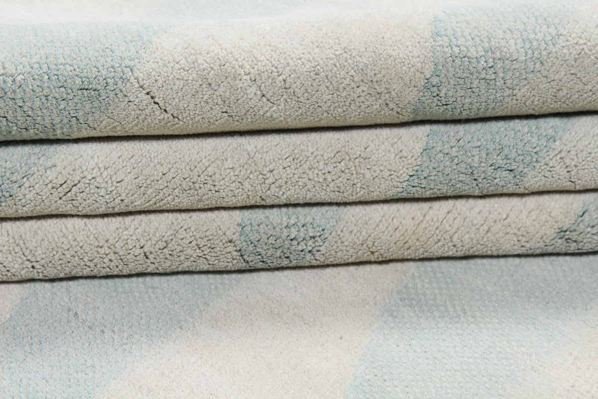 Light Blue Afghan Rug with Elongated Diamonds, 302 × 232 cm, view 7.