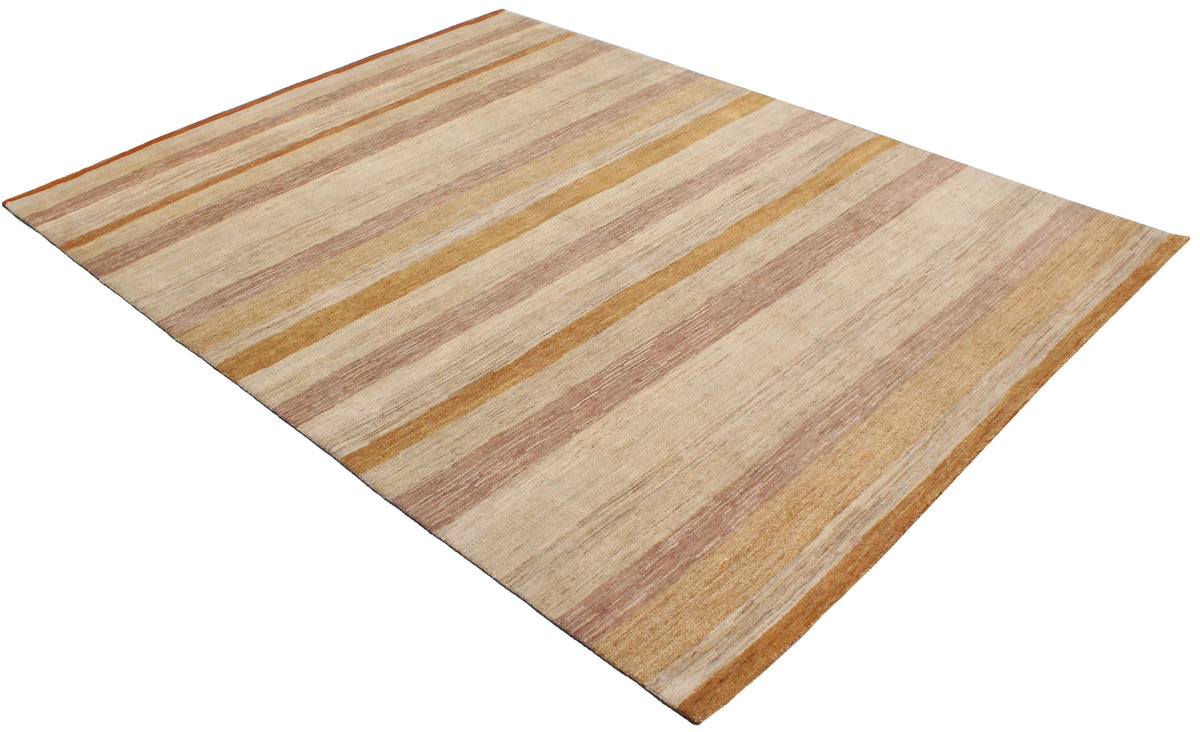 Sand & Ochre Wool Rug with Horizontal Stripes, 308 × 237 cm, view 3.